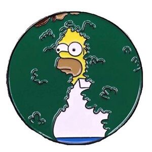 Homer Simpson Hiding in Bush Meme Enamel Pin Funny The Simpsons Brooch Badge
